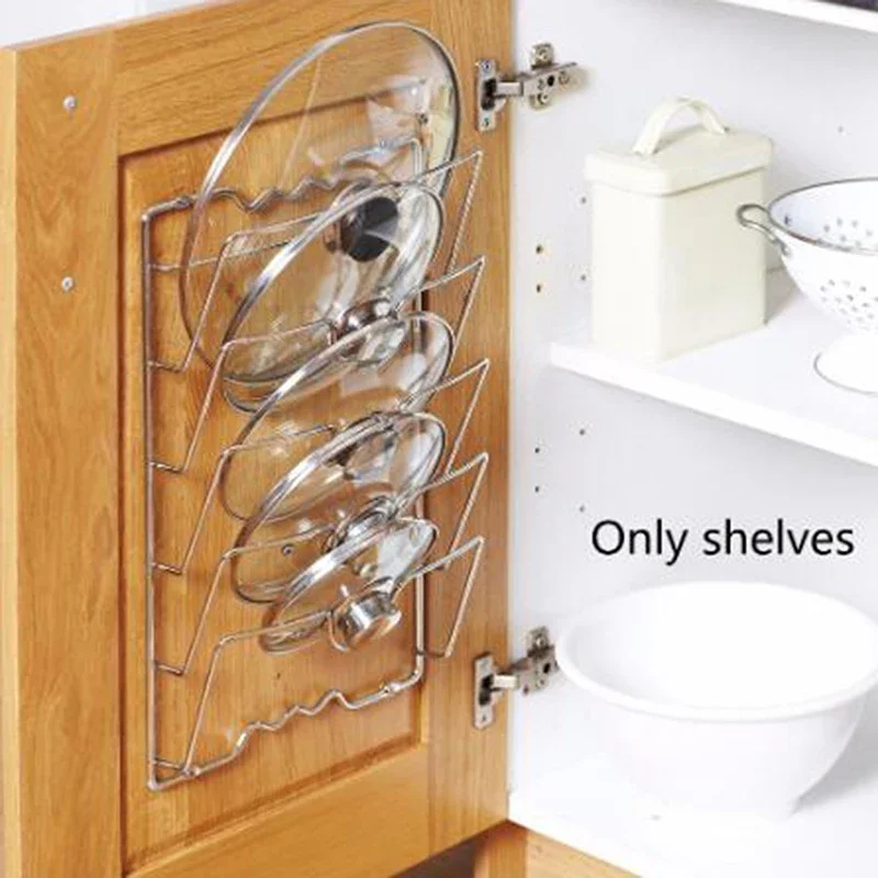 Maximize Kitchen Space with This Durable Stainless Steel Lid and Pan Organizer