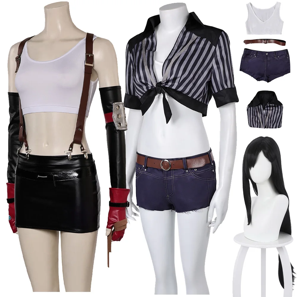 Top Women’s Black Striped Swimsuit for Stunning Tifa Lockhart Cosplay Looks