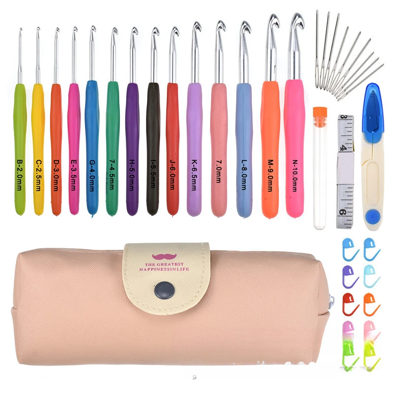 Essential Crochet Hook Set with Markers and Case for Effortless Crafting